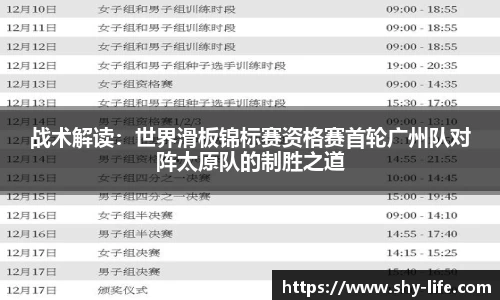 战术解读：世界滑板锦标赛资格赛首轮广州队对阵太原队的制胜之道